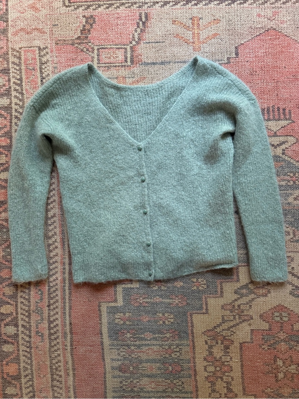 Sézane Barry Cardigan in Island Blue — Super Kid Mohair + Baby Alpaca